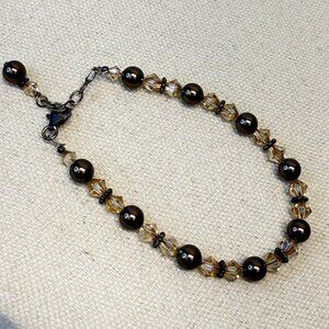 Faceted Crystal Bead Bracelet Sterling‎ Silver Clasp Sparkle